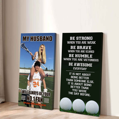 Baseball- Couple To My Husband Be Strong When You Are Weak Be Awesome Everyday Set 2 Canvas Wall Art