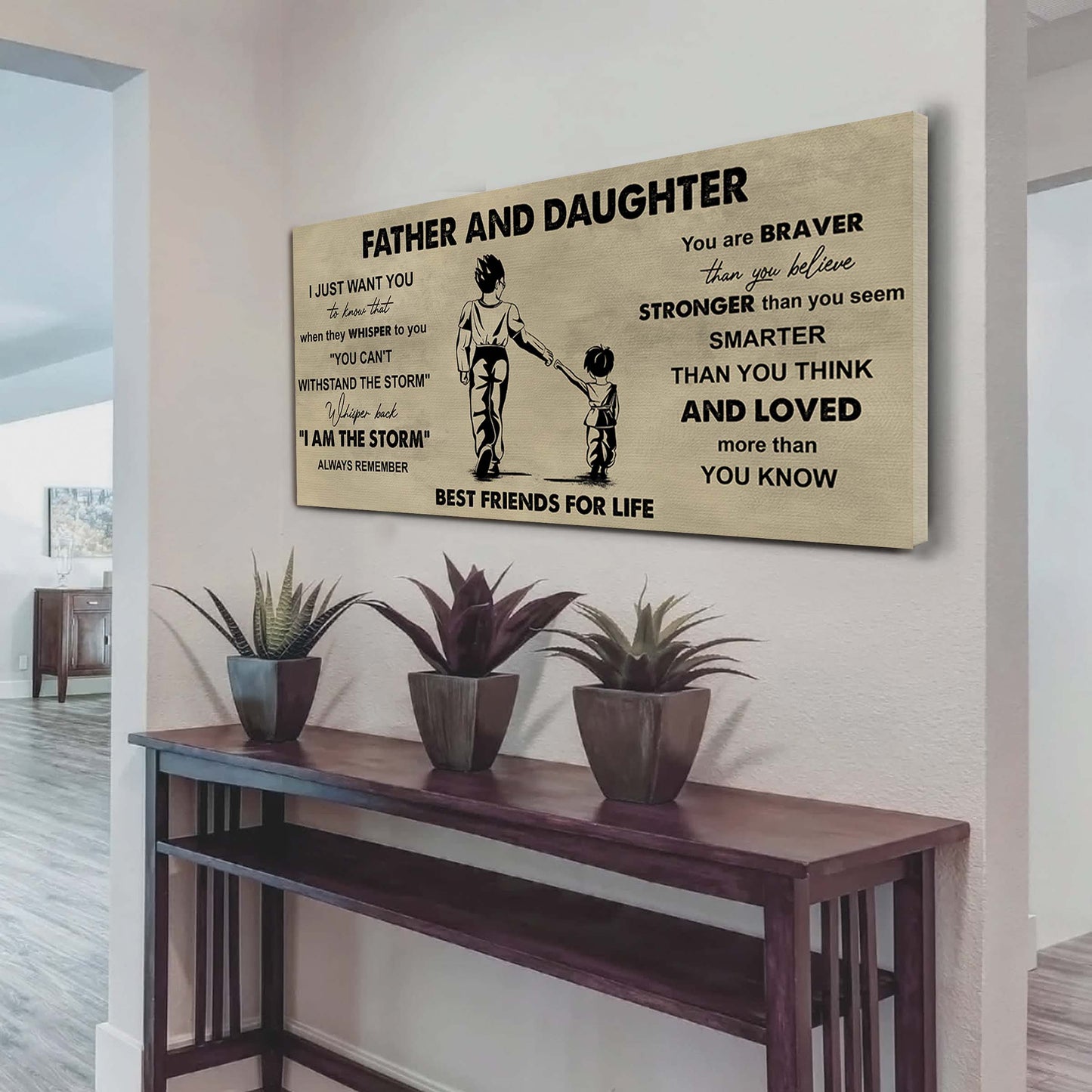 drb father and daughter best friends for life - i am the storm poster canvas gift for daughter from father-photo upload