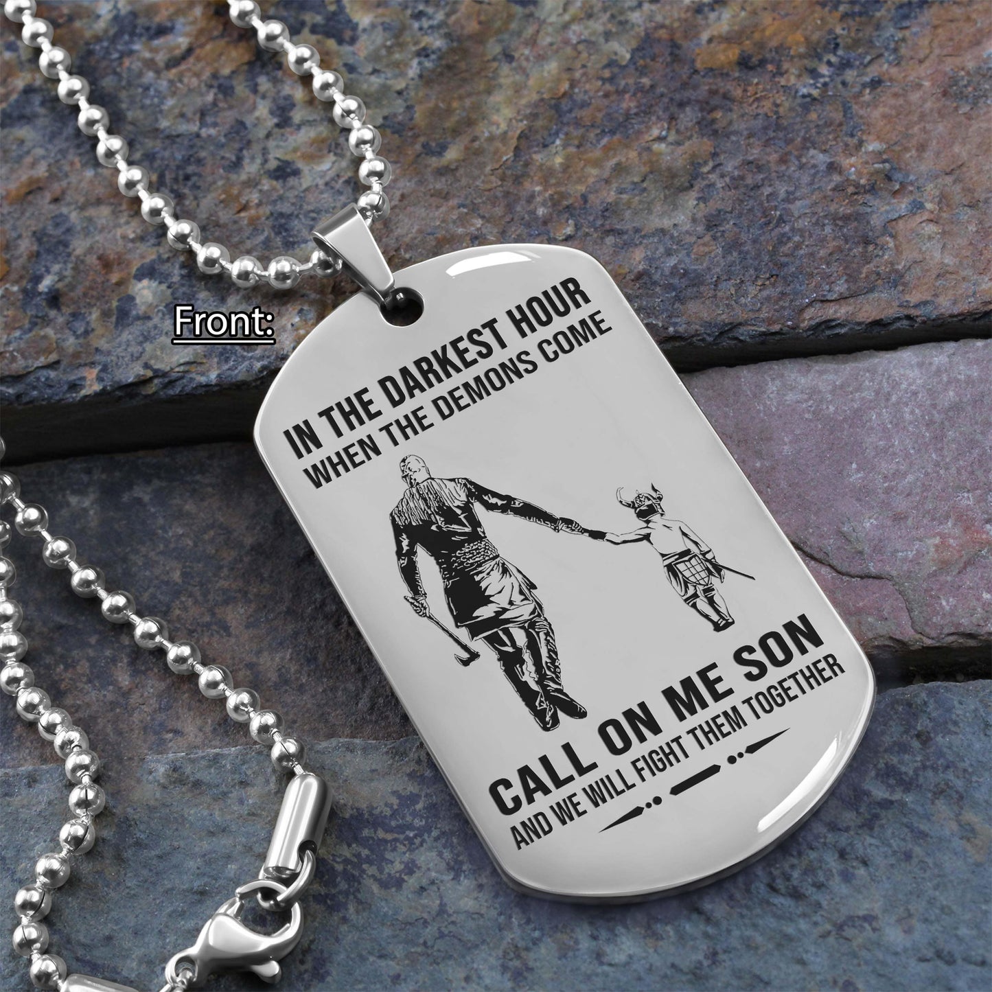 samurai personalized one sided dog tag call on me son and we will fight them together gifts for your son from dad