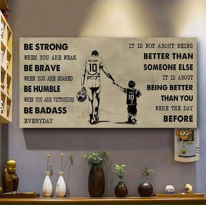 Hockey Poster Canvas From Dad To Son Be Strong When You Are Weak - It Is Not About Being Better Than Someone Else