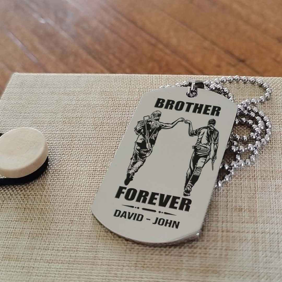 biker customizable engraved black dog tag double sided gift from brother, brother forever