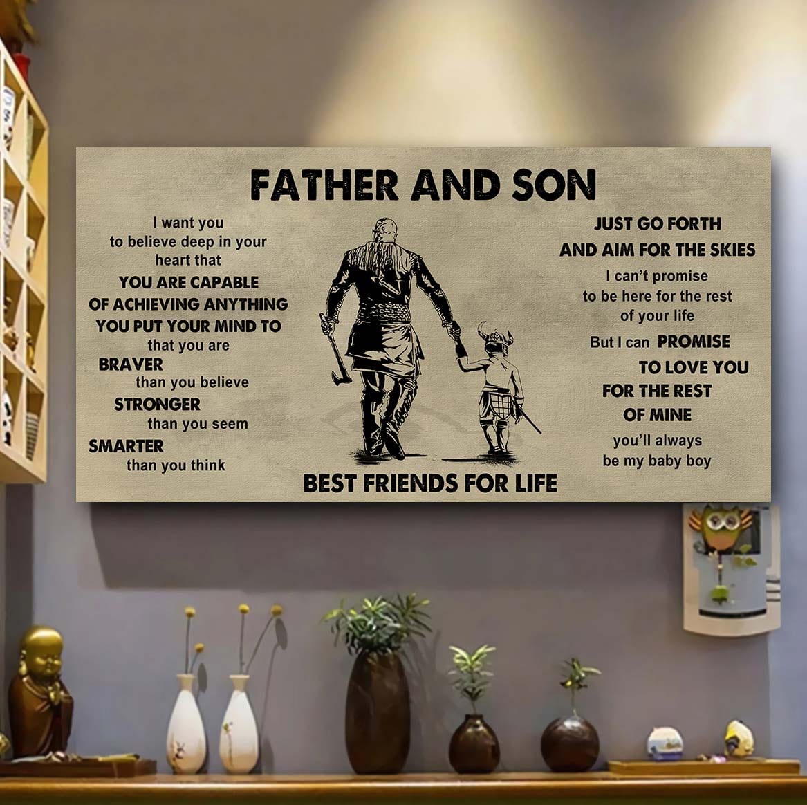 drb vgt father and son best friends for life  - that you are braver than you believe poster canvas gift for son from father