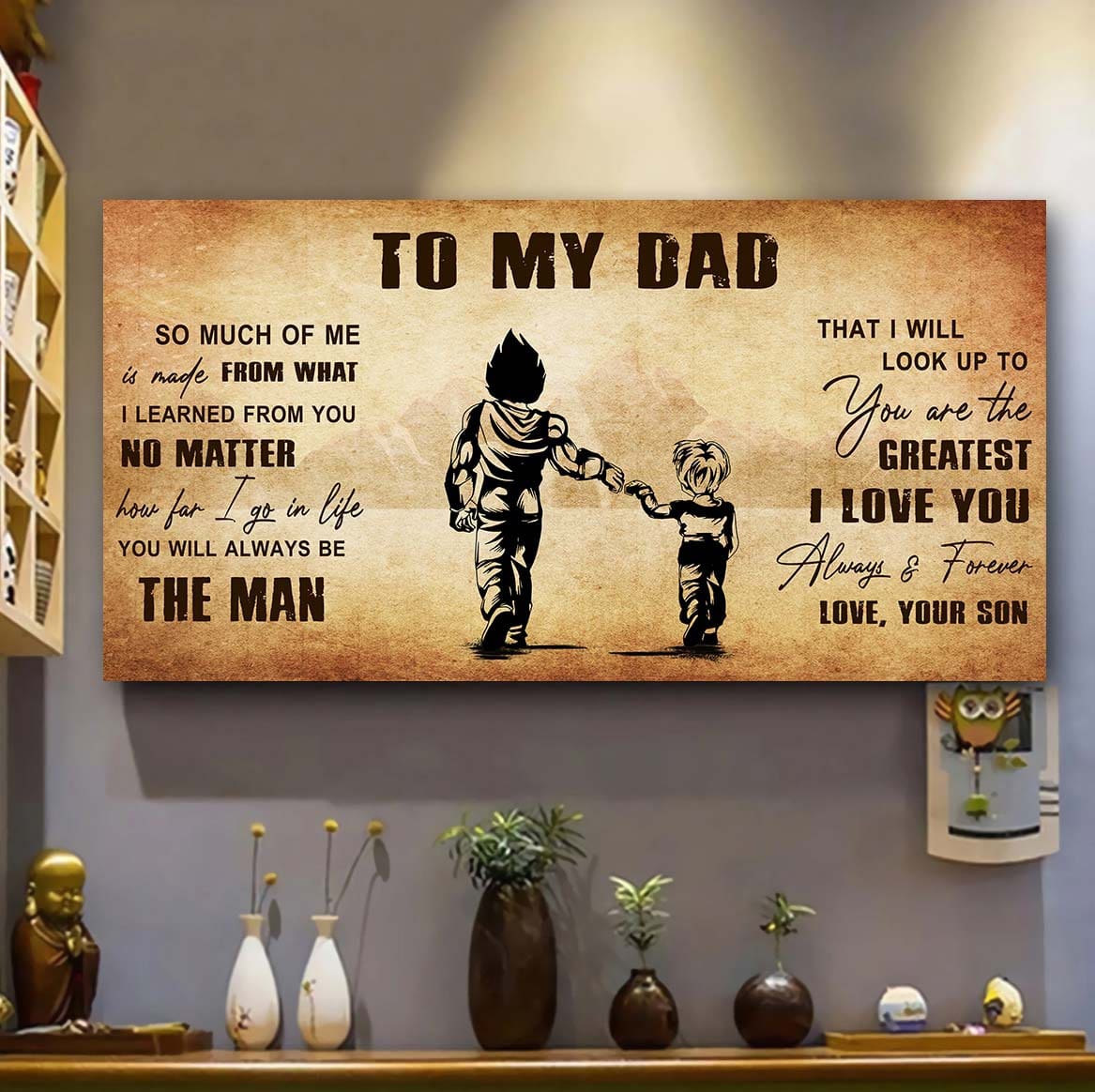 drb to my dad - you are the greatest i love you  poster canvas gift for father from son