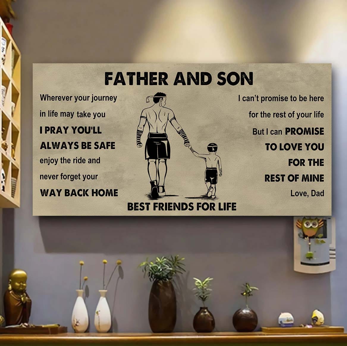 sport-family father and son best friends for life - ver 2 never forget your way back home poster canvas gift for son from father