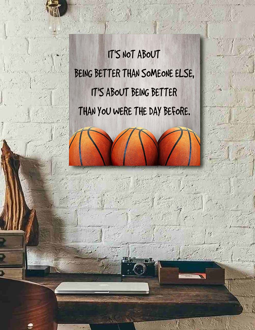 basketball square poster canvas it's not about being better than someone else it's about being better than you were the day before