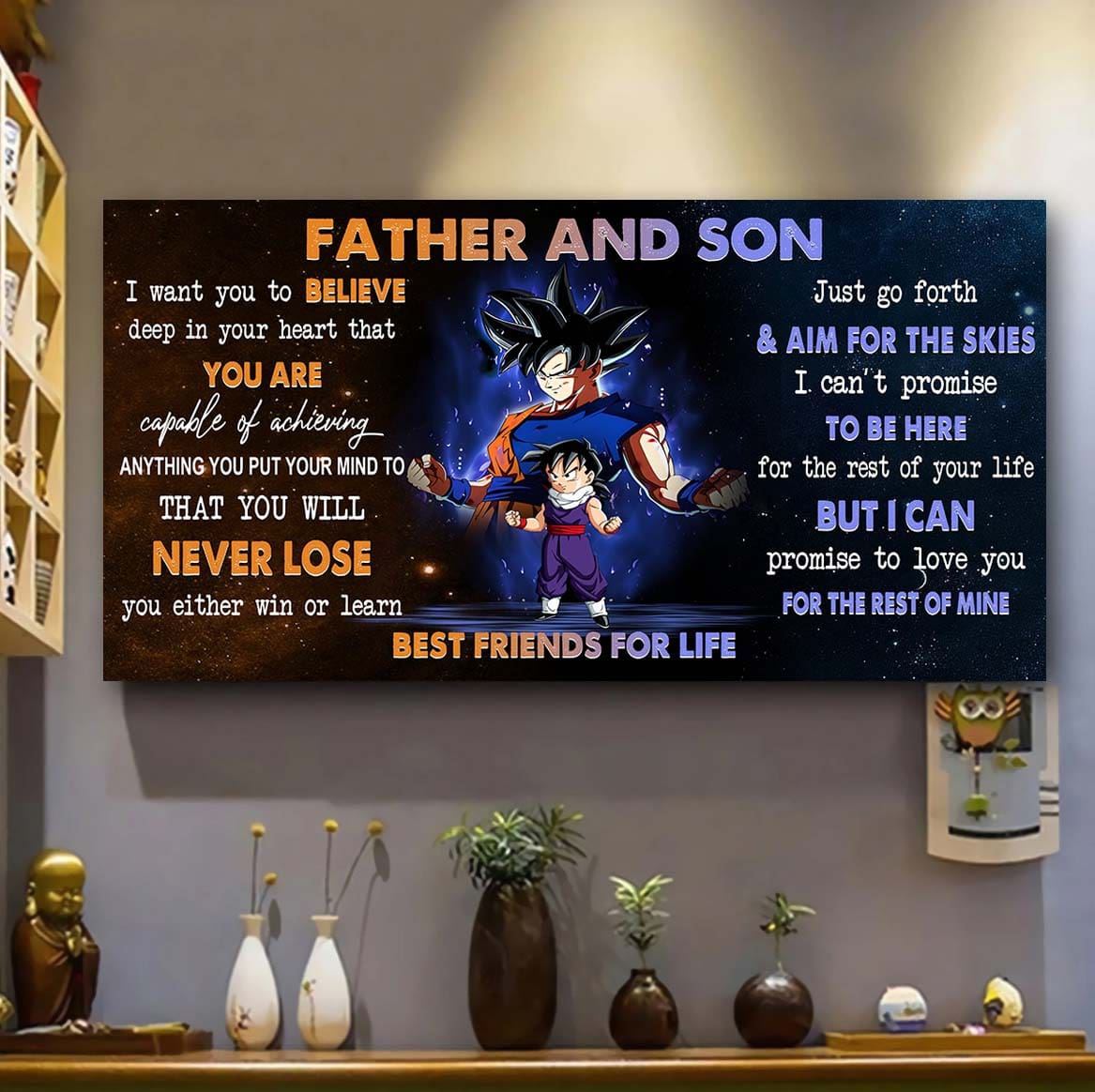 personalized gk to son poster canvas father and son best friends for life - message for your son gifts for him