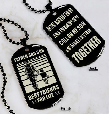 Personalized Double Sided Dog Tag Call On Me Son And We Will Fight Them Together Gifts For Your Son From Dad