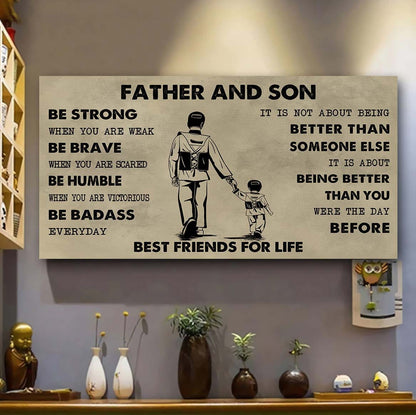 Sport-Family Father And Son Best Friends For Life - Be Strong When You Are Weak Poster Canvas Gift For Son From Father