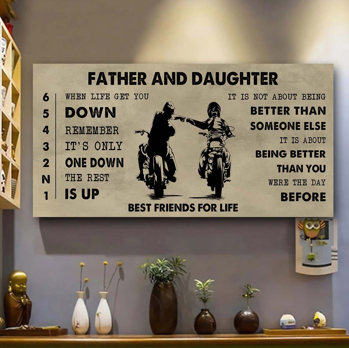 biker father and son best friends for life - be strong when you are weak poster canvas gift for son from father-photo upload