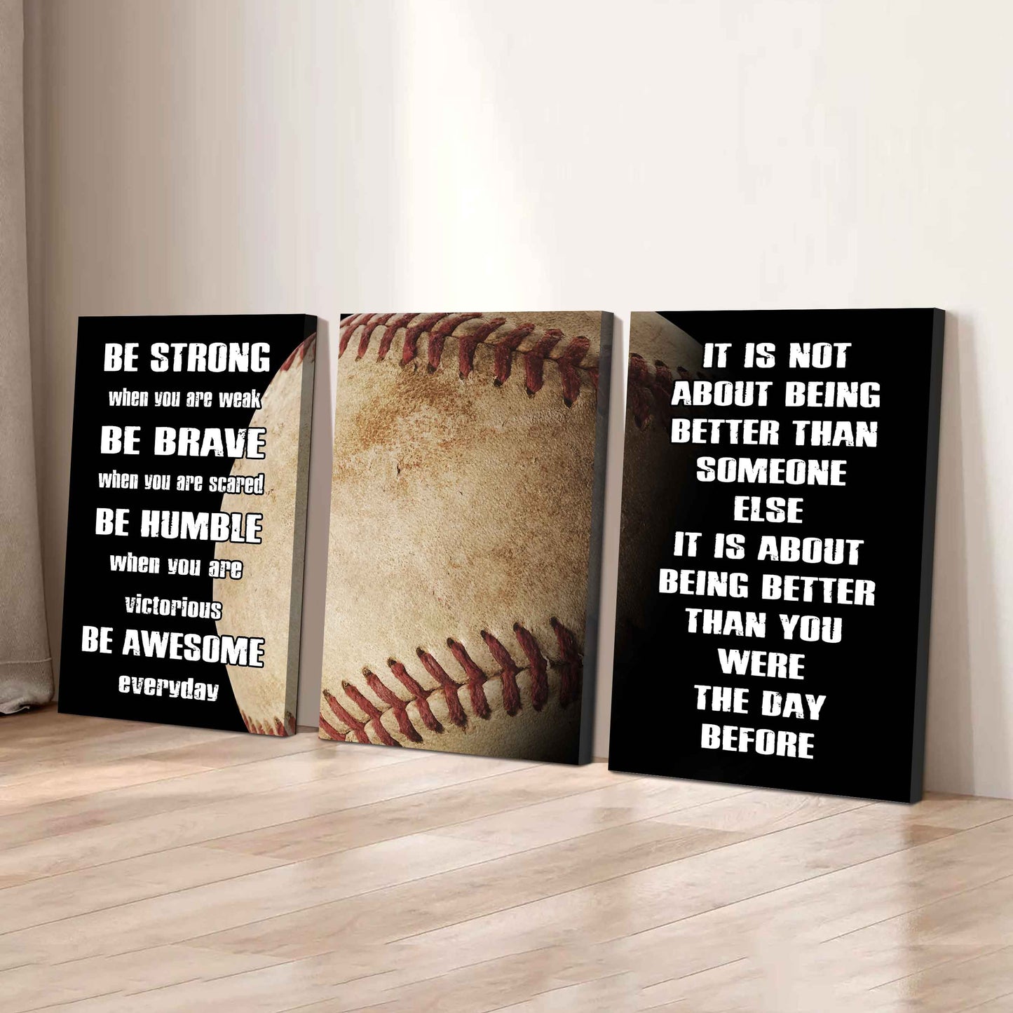 3-Piece - Be Awesome - Motivational Soccer Canvas Wall Art Set