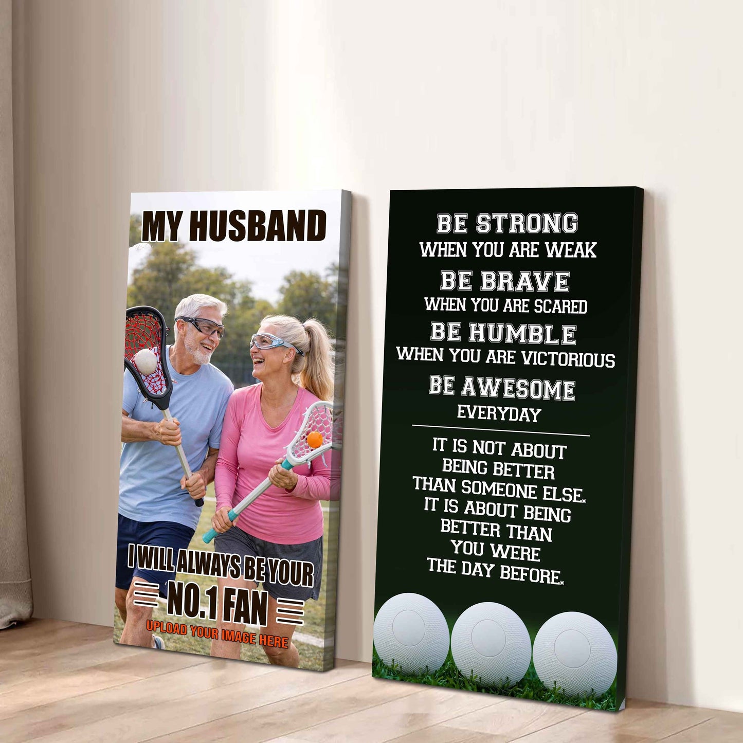 Sport Couple To My Husband Be Strong When You Are Weak Be Awesome Everyday Set 2 Canvas Wall Art