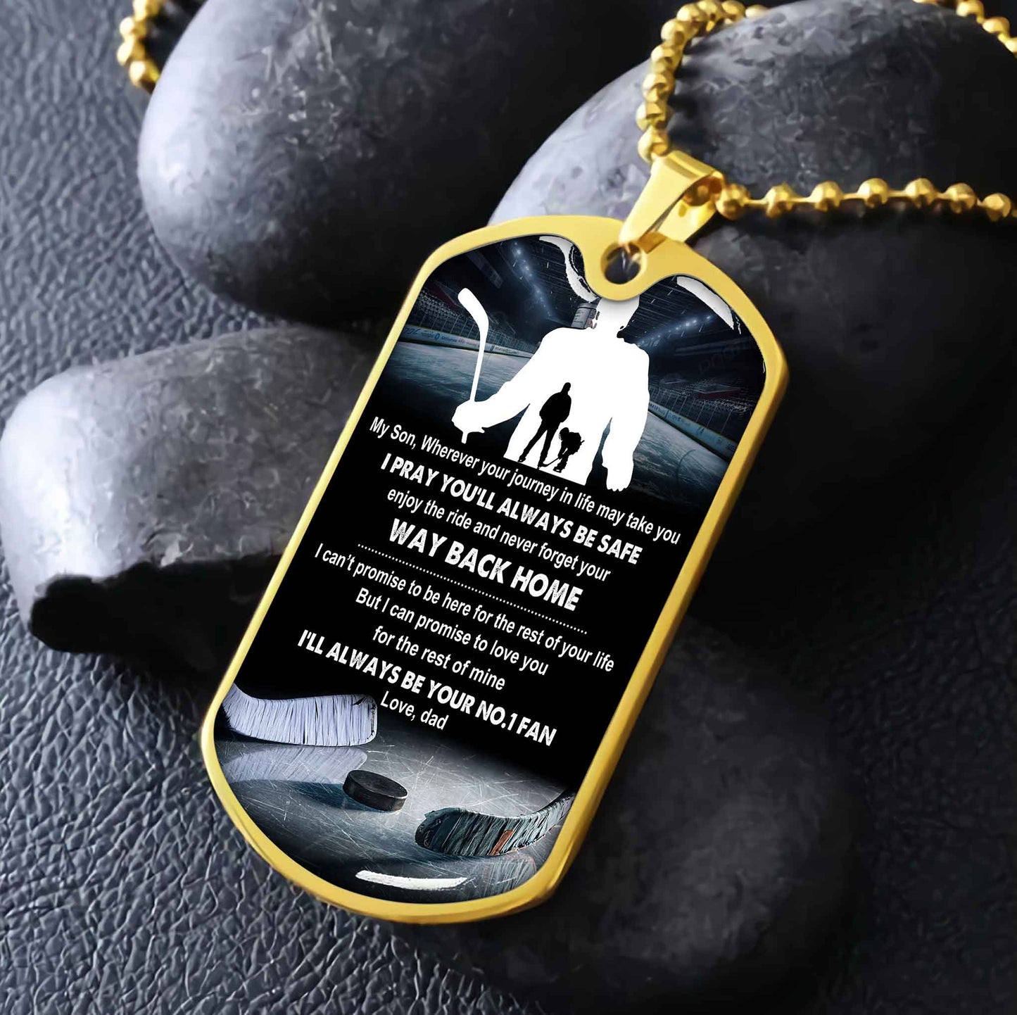 sport military chain 18k gold plated silver plated to my son from dad motivation message i will always be your no 1 fan