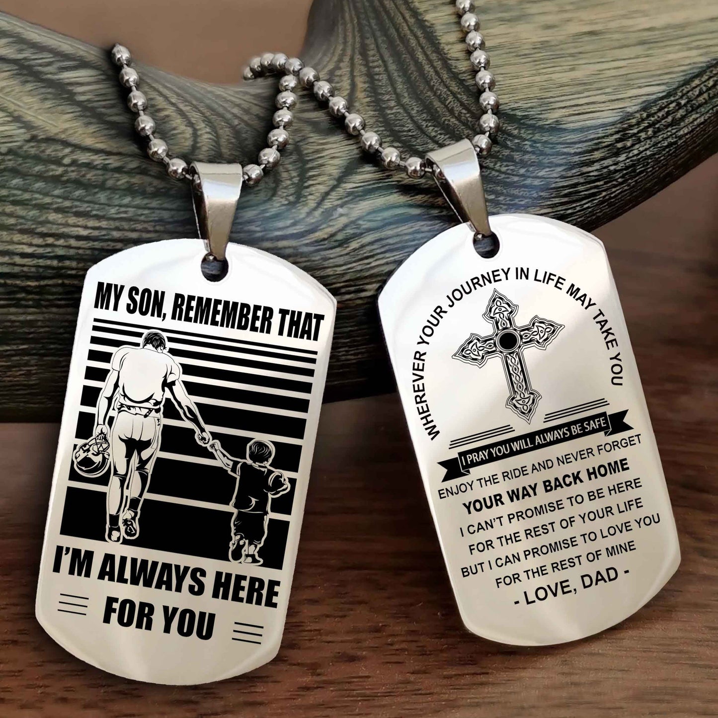 drb cross double sided dog tag my son remember that - gift for son enjoy the ride never forget your way back home