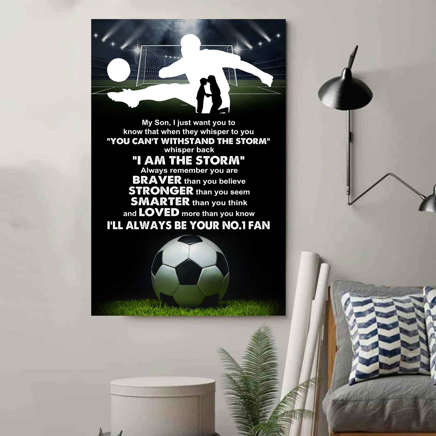 Sport Poster Canvas Mom To Son - Whisper Back I Am The Storm I Will Always Your No 1 Fan
