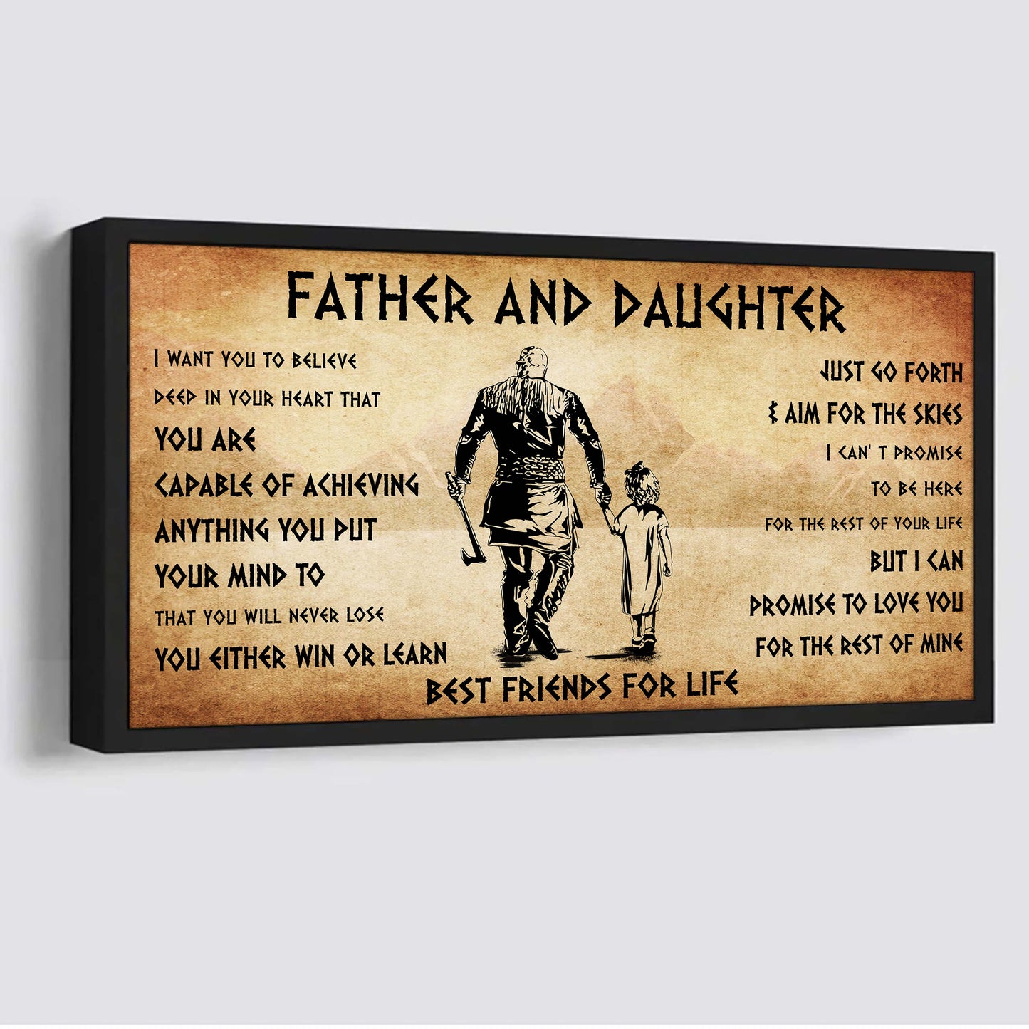 vikings father and daughter best friends for life - ver 2 you will never lose poster canvas gift for daughter from father