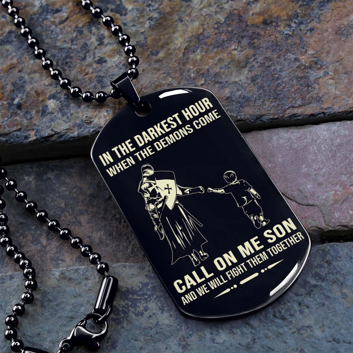 samurai personalized one sided dog tag call on me son and we will fight them together gifts for your son from dad