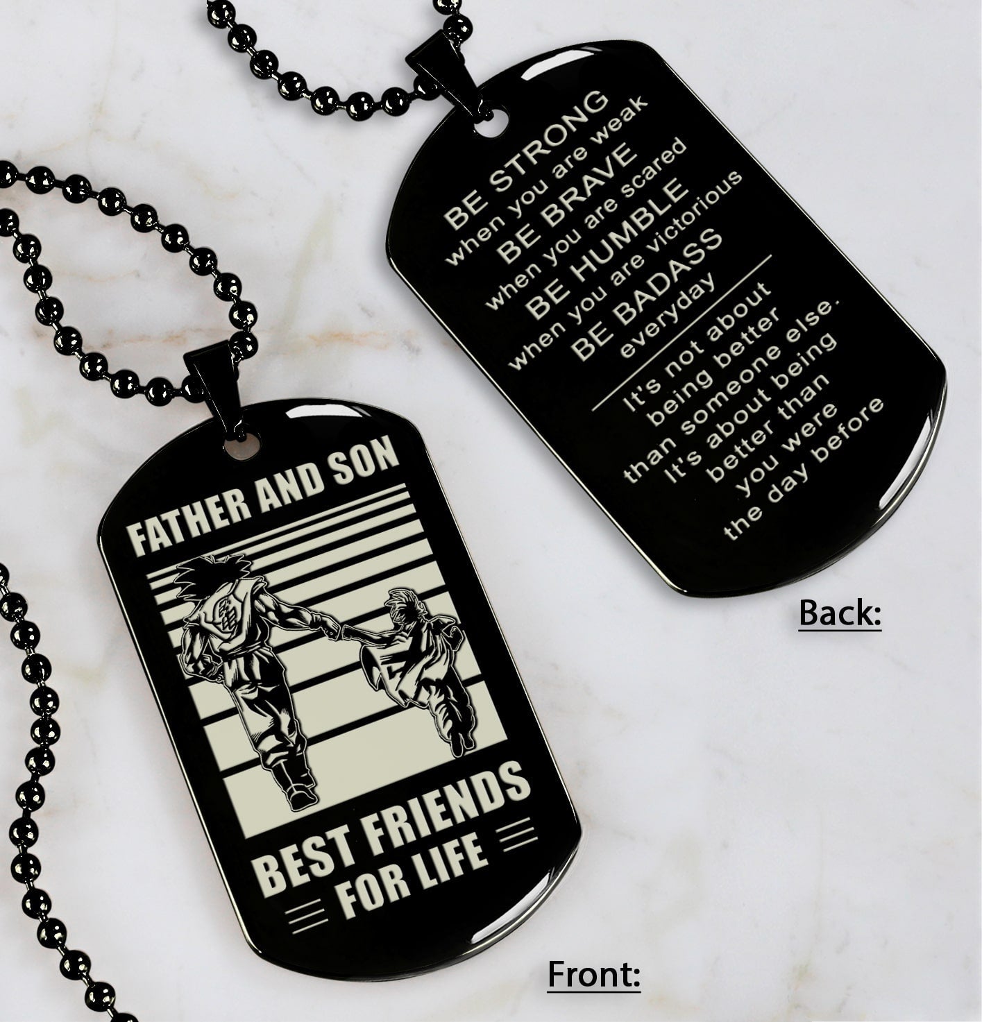 family double side dog tag father and son best friend for life be strong when you are weak be badass everyday gift for your son