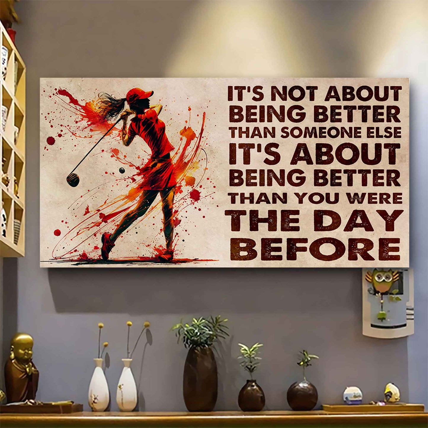 water color woman tennis poster canvas it is not about being better than someone else gift for your loving woman