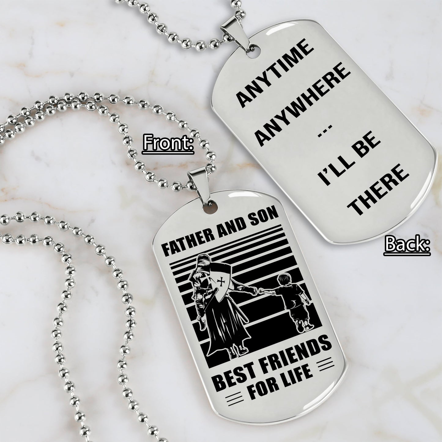 personalized double sided dog tag father and son best friends for life i will be there