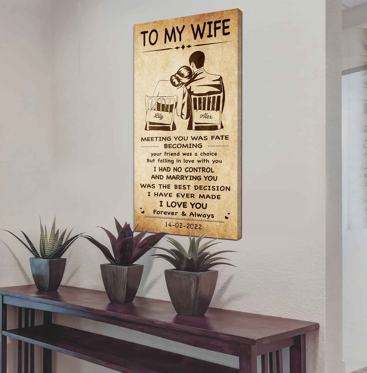 drb vgt- poster canvas to my wife meeting you was fate - i love you forever and always gift for your wife