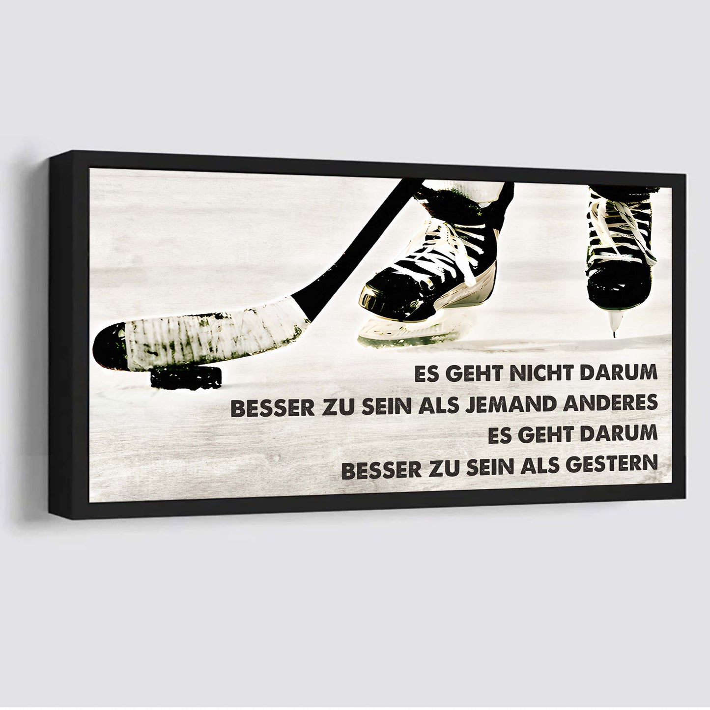 hockey leinwand es geht nicht darum, besser als jemand anderes zu sein