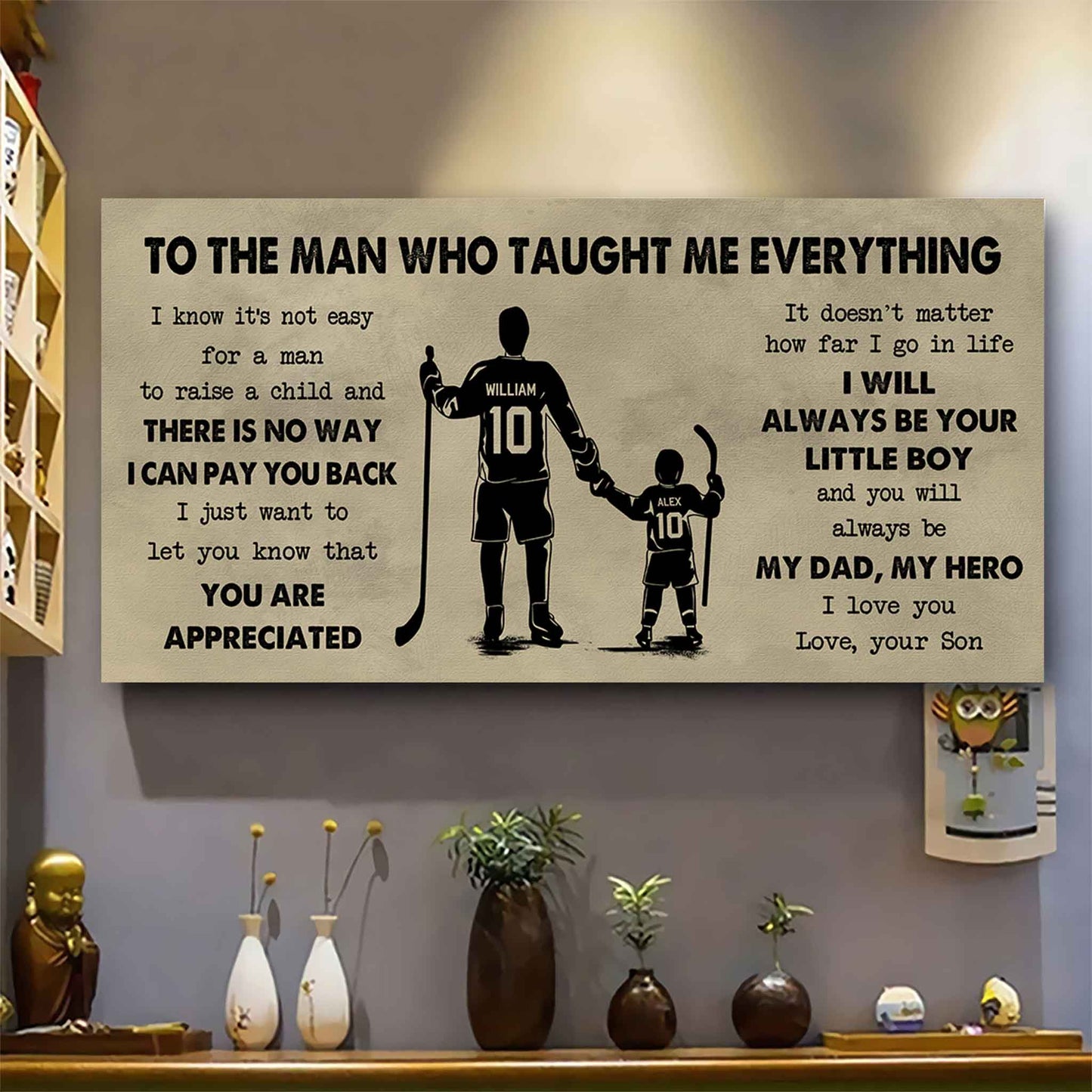 sport-family to the man who taught me everything - you will always be my hero poster canvas gift for father - photo upload