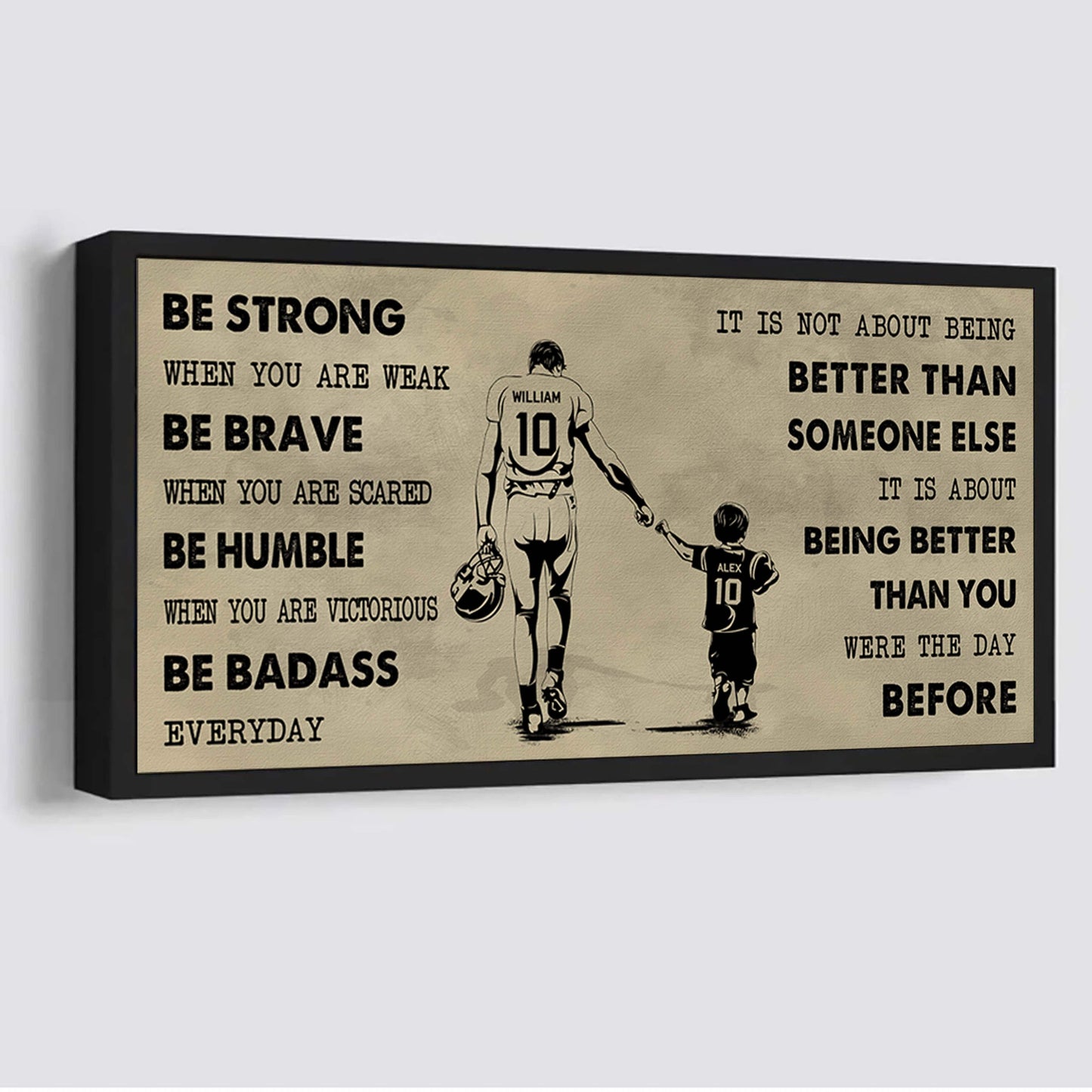 soccer poster canvas from dad to son be strong when you are weak - it is not about being better than someone else