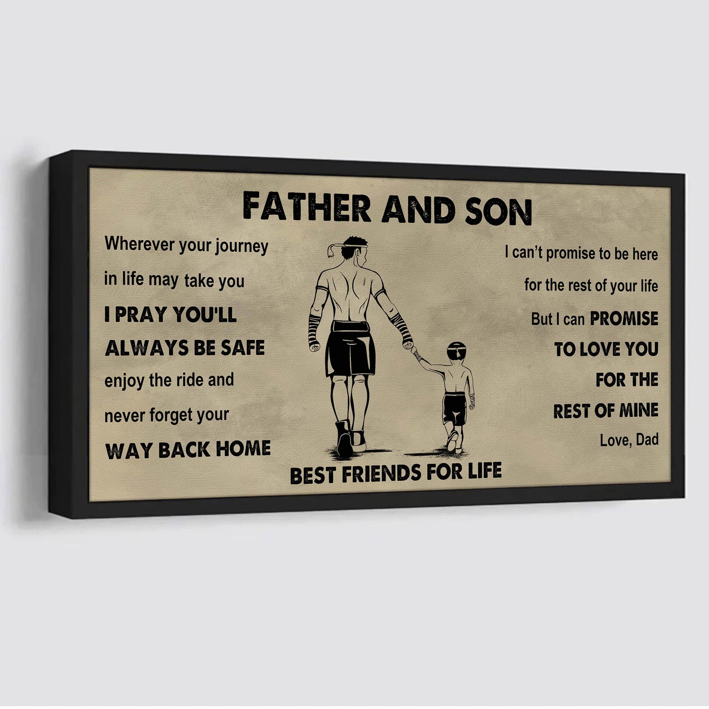 sport-family father and son best friends for life - ver 2 never forget your way back home poster canvas gift for son from father