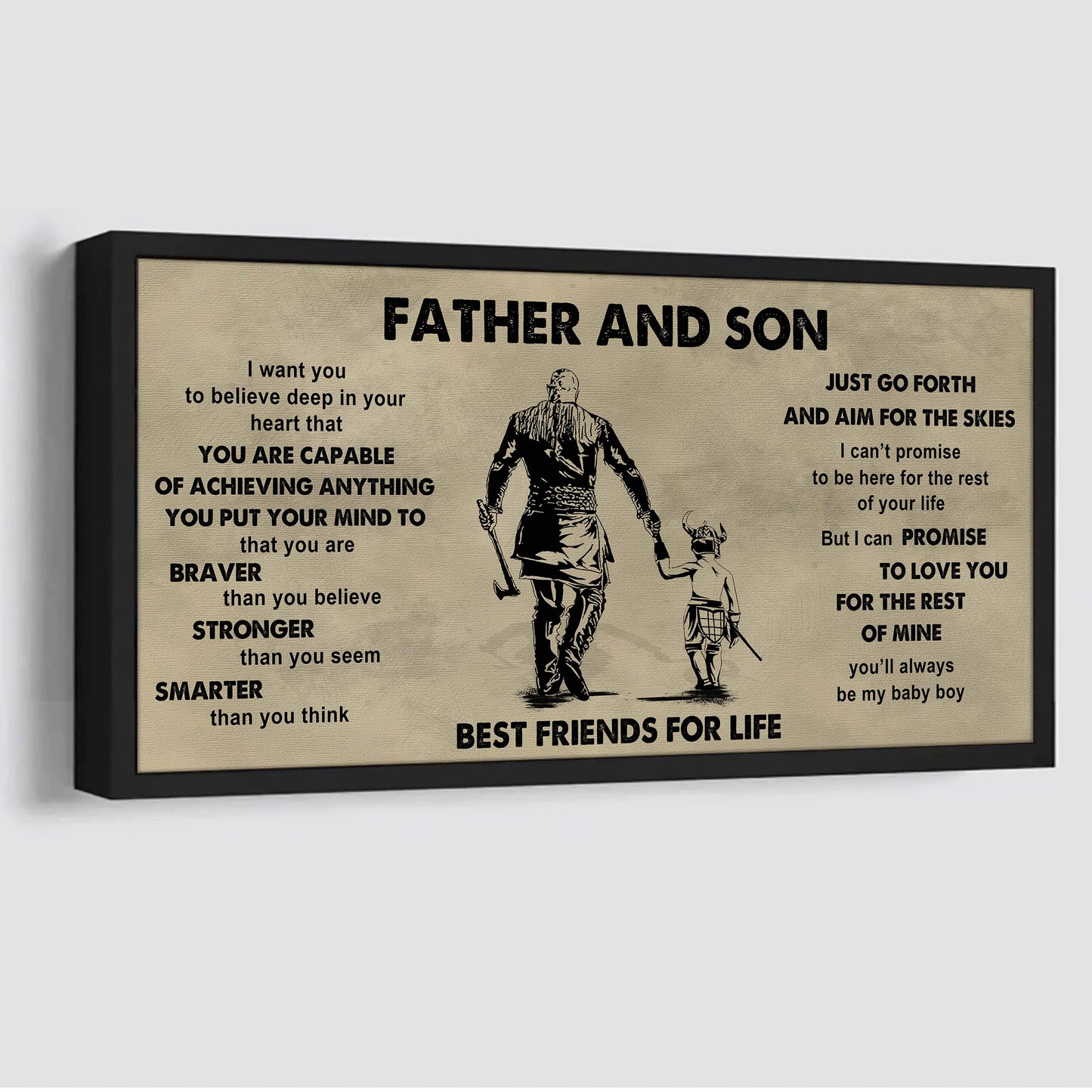 family photo upload father and son best friends for life  - that you are braver than you believe poster canvas gift for son from father