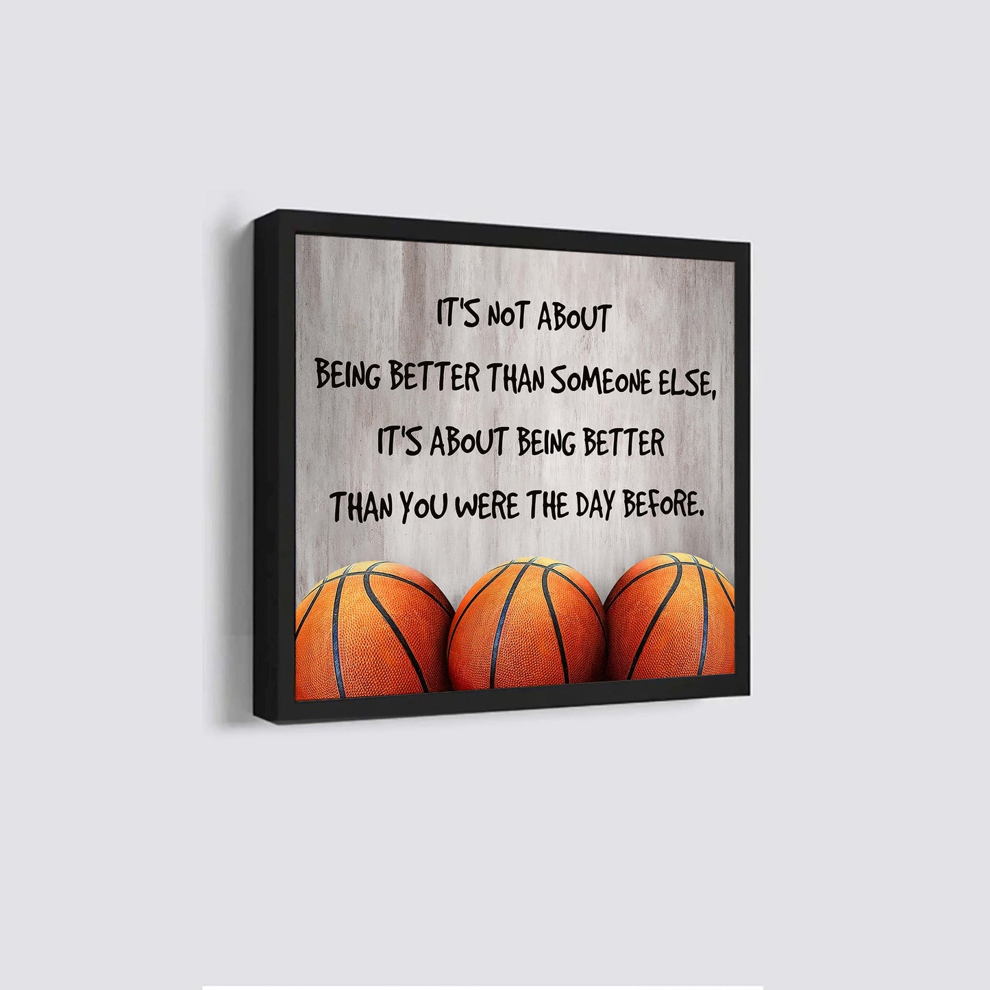 baseball square poster canvas it's not about being better than someone else it's about being better than you were the day before