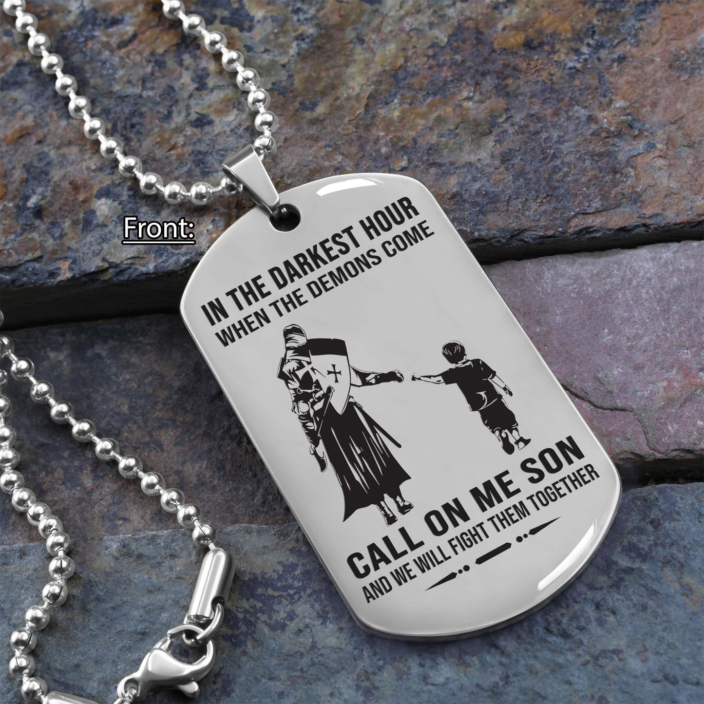 samurai personalized one sided dog tag call on me son and we will fight them together gifts for your son from dad