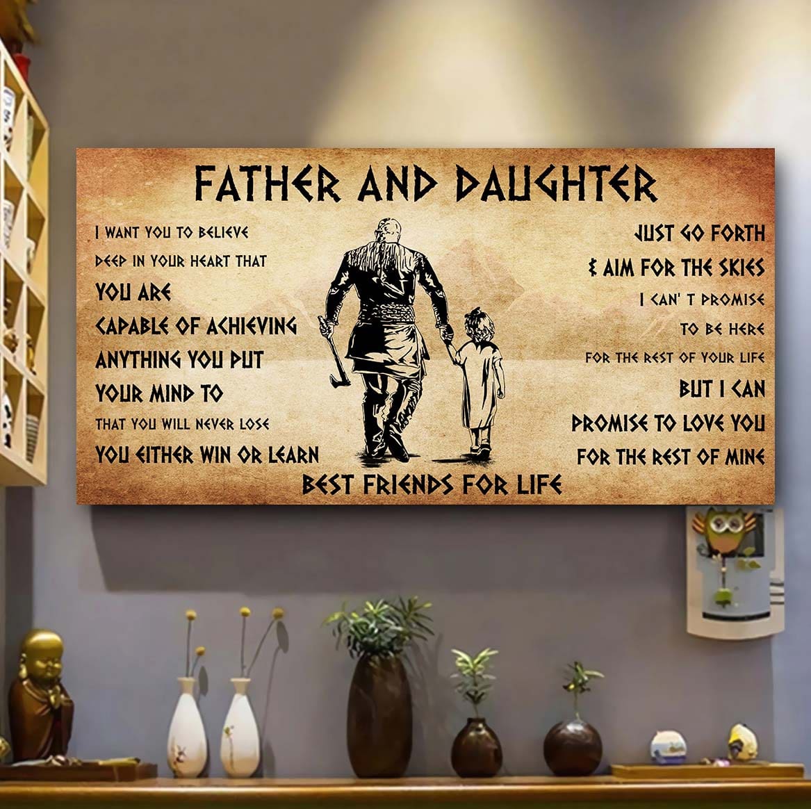 vikings father and daughter best friends for life - ver 2 you will never lose poster canvas gift for daughter from father