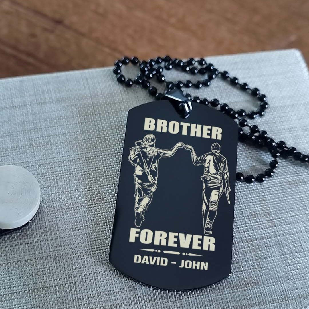 soldier customizable engraved black dog tag double sided gift from brother, brother forever