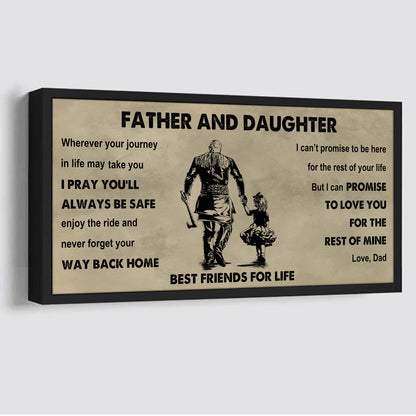 Biker Father And Daughter Best Friends For Life - Ver 2 Never Forget Your Way Back Home Poster Canvas Gift For Daughter From Father