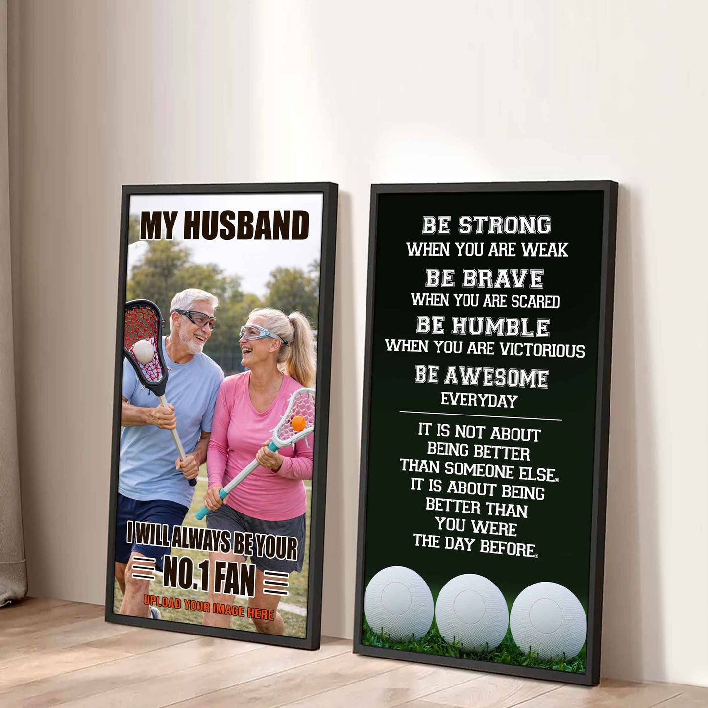 Sport Couple To My Husband Be Strong When You Are Weak Be Awesome Everyday Set 2 Canvas Wall Art