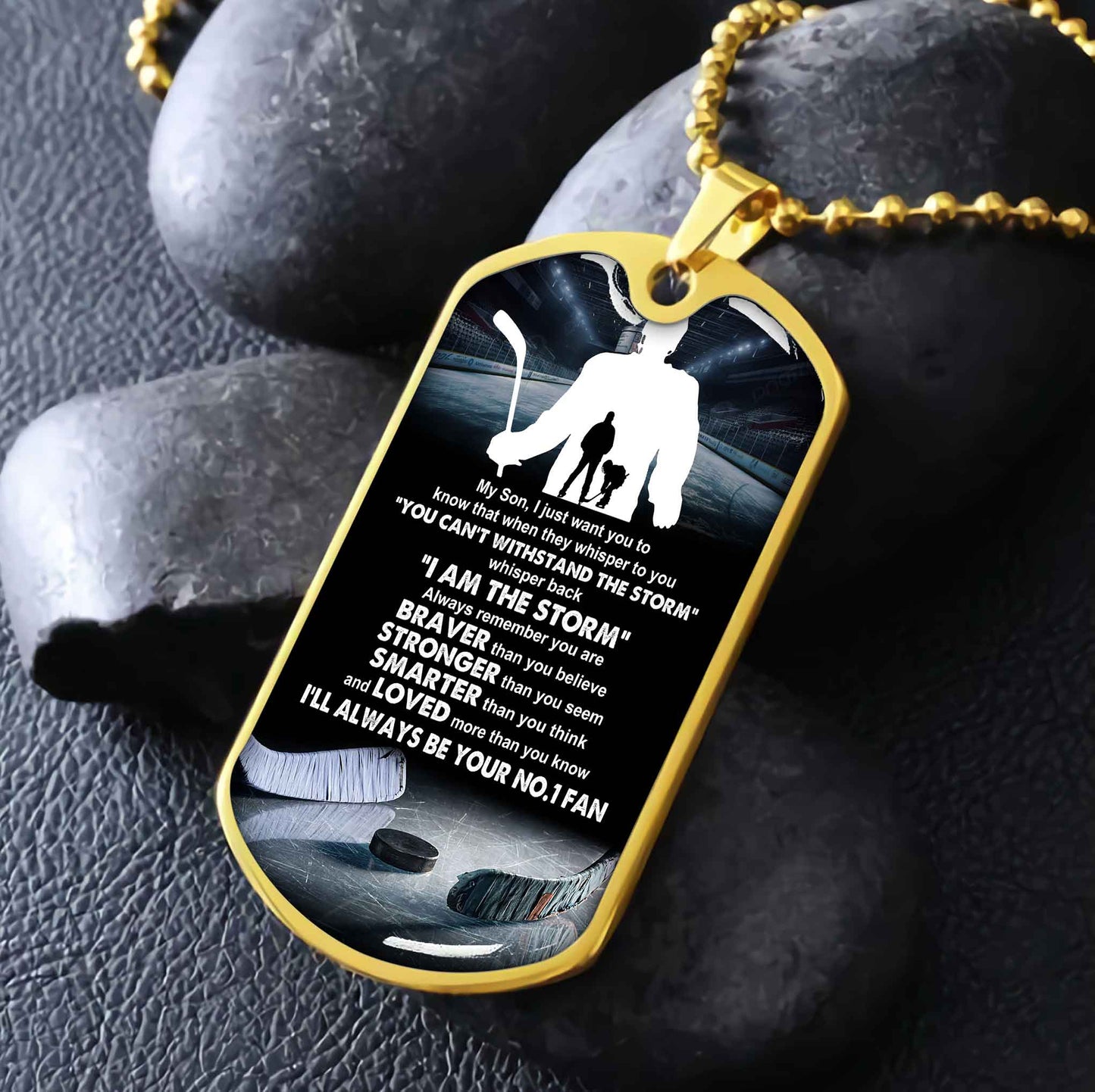 sport military chain 18k gold plated silver plated to my son from dad motivation message i will always be your no 1 fan
