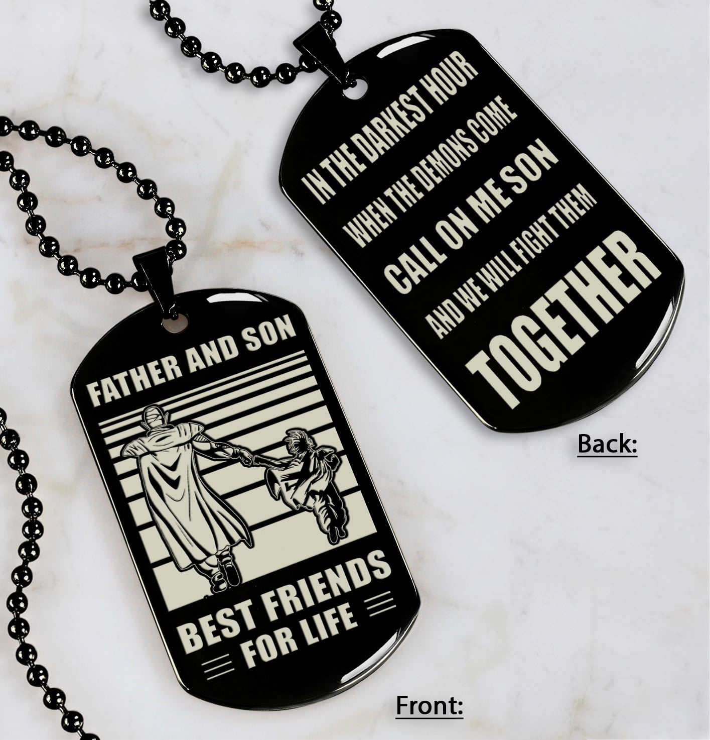 personalized double sided dog tag call on me son and we will fight them together gifts for your son from dad