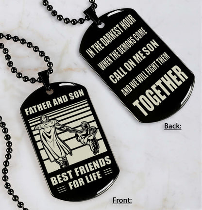 Personalized Double Sided Dog Tag Call On Me Son And We Will Fight Them Together Gifts For Your Son From Dad