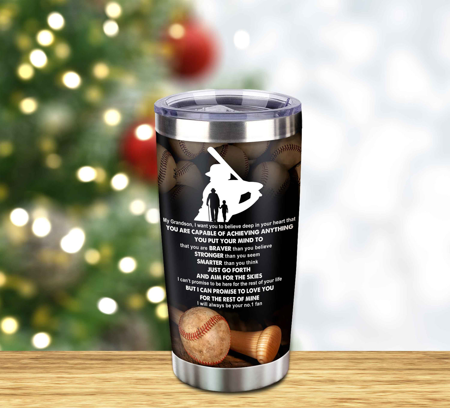 customizable tumbler to my grandson with inspriration quotes from grandpa and grandma