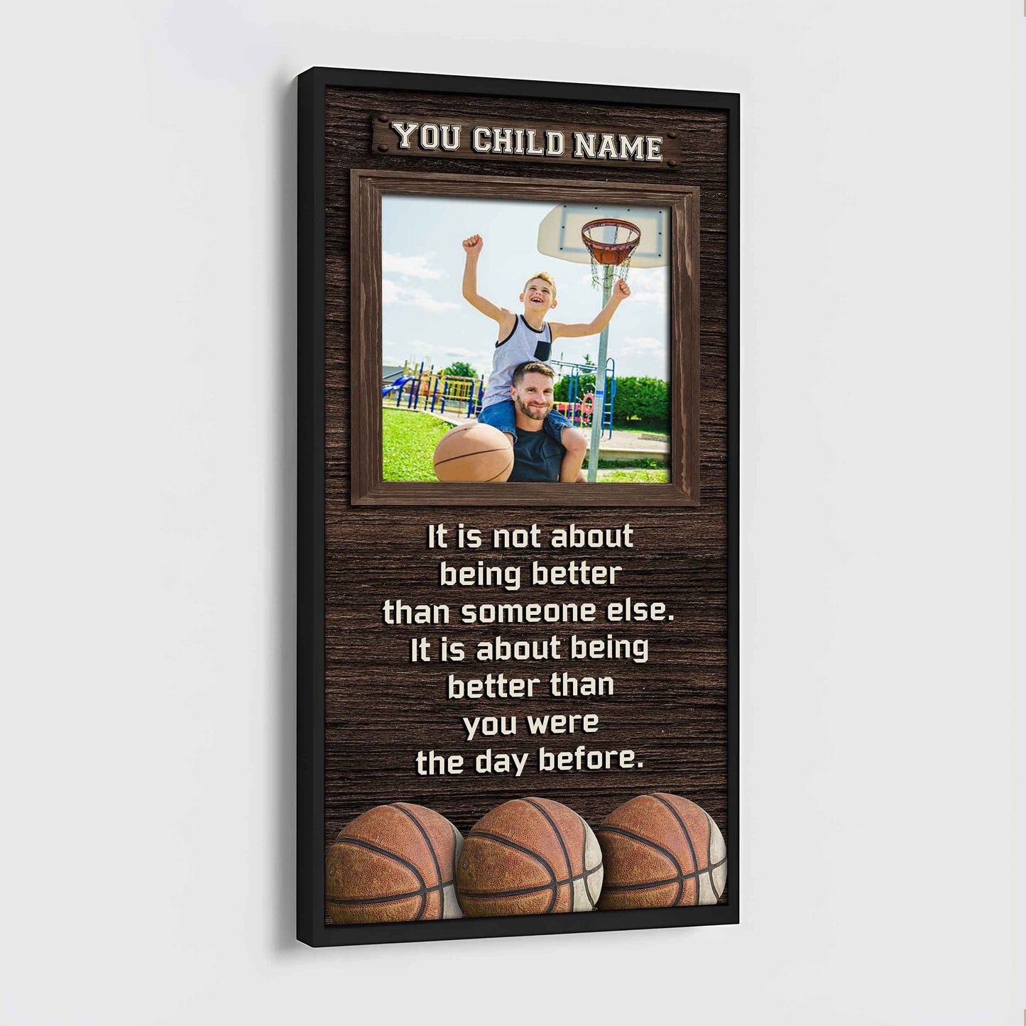 Personalized (Photo and Name) Poster Canvas It's Not About Being Better Than Someone Else It's About Being Better Than You Were The Day Before