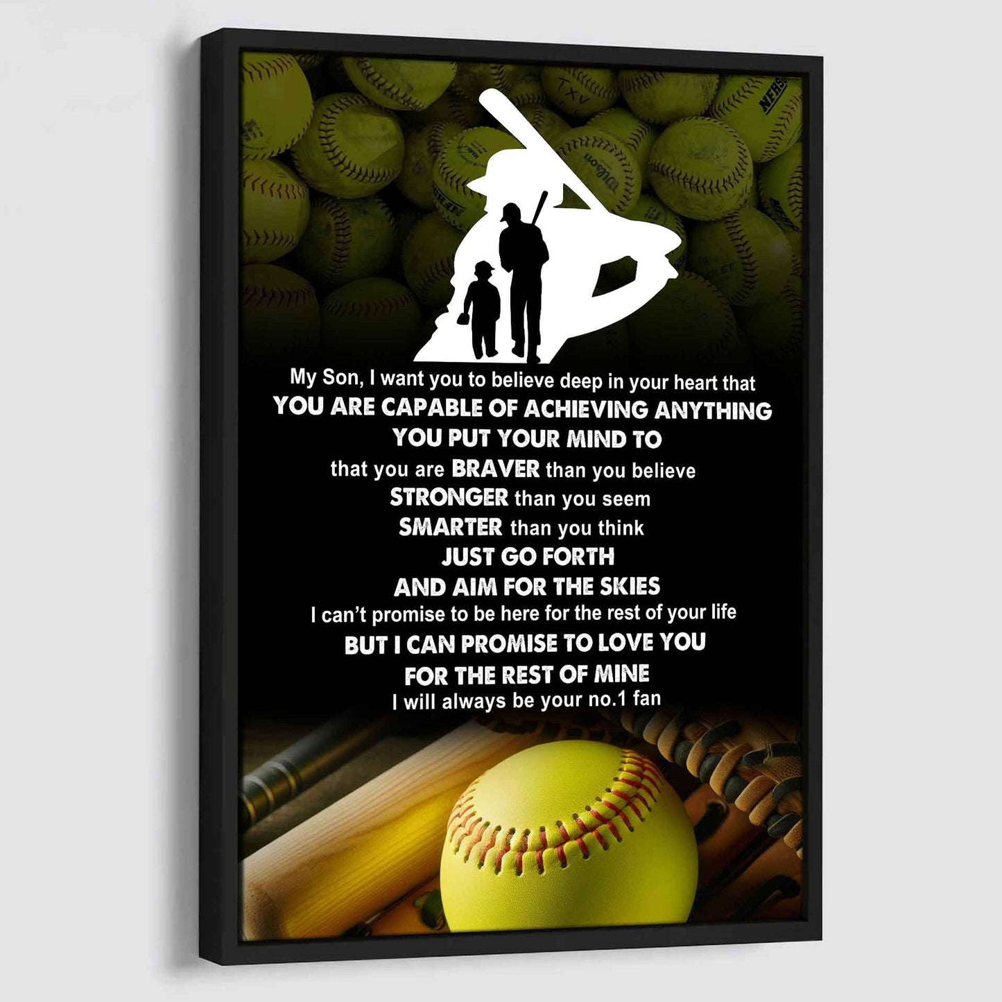 sport poster canvas dad to son - that you are braver than you believe you are capable of i will always your no 1 fan