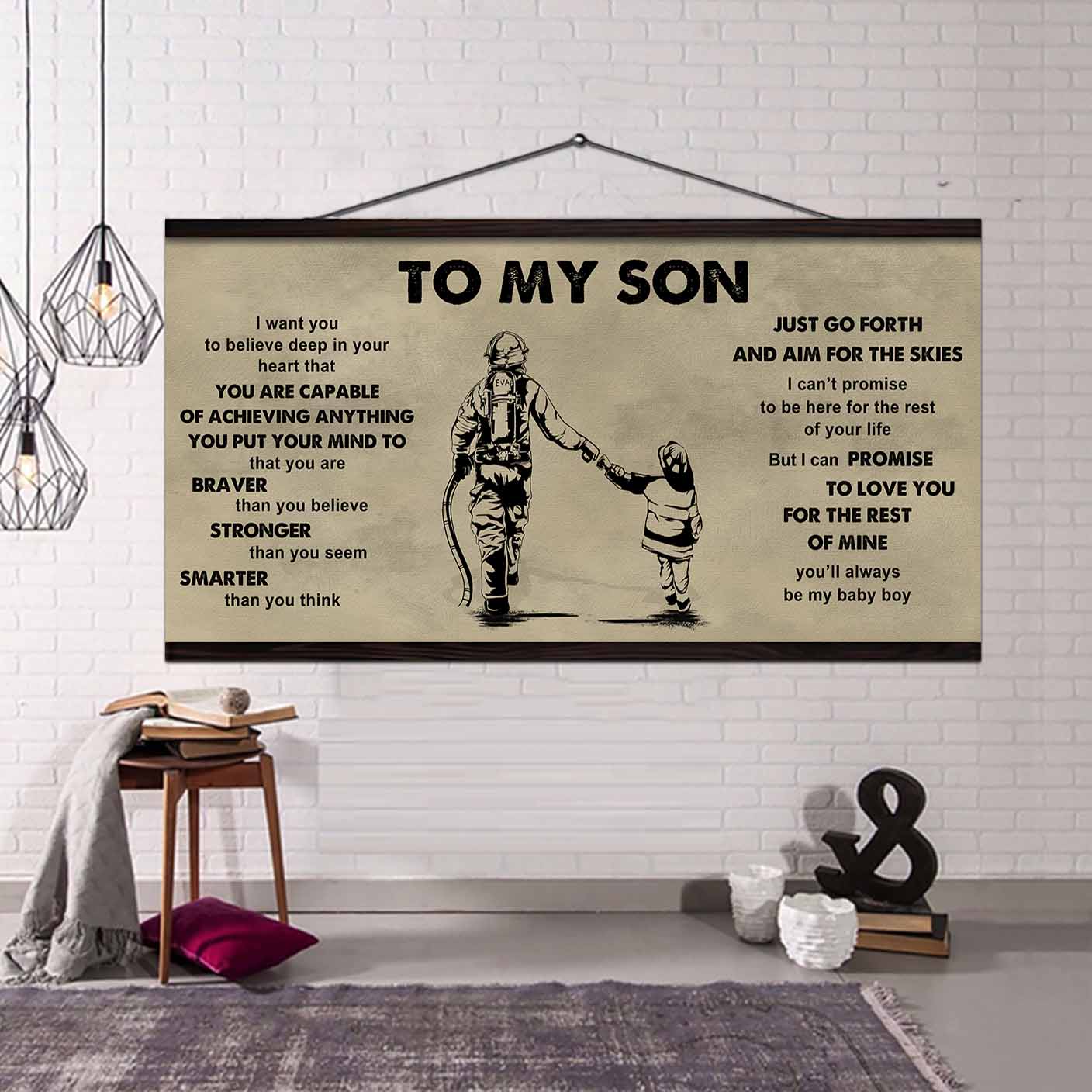 drb gk to my son - that you are braver than you believe poster canvas gift for son from father