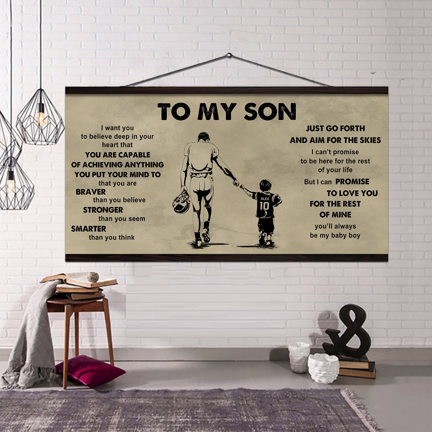 sport - family to my son - that you are braver than you believe poster canvas gift for son from father