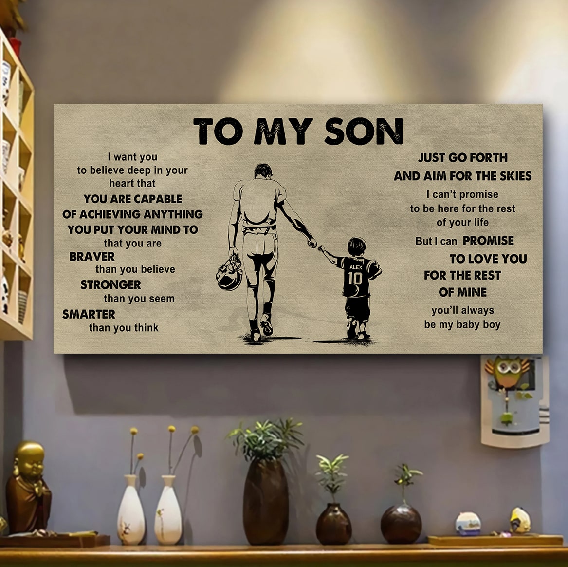 sport - family to my son - that you are braver than you believe poster canvas gift for son from father