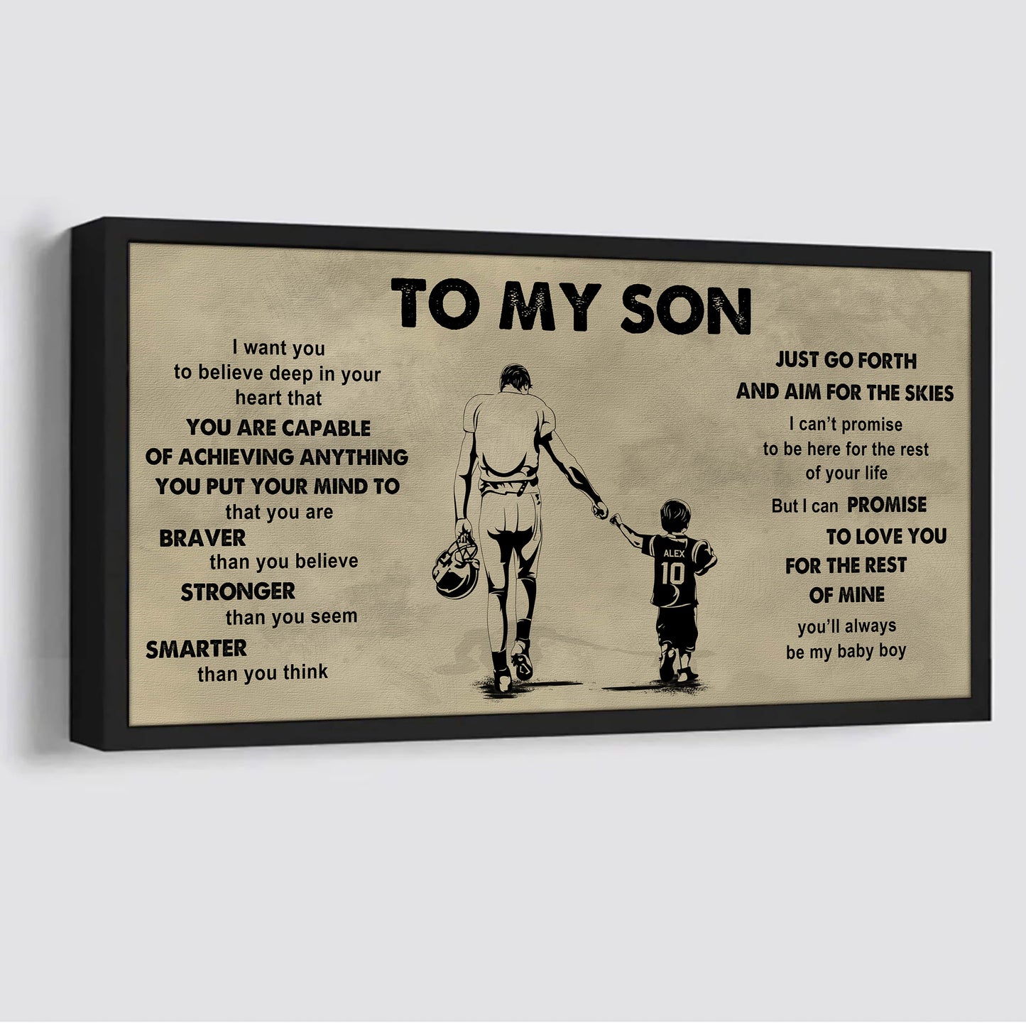 sport - family to my son - that you are braver than you believe poster canvas gift for son from father