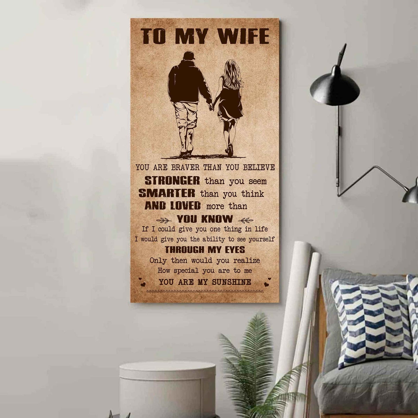 samurai poster canvas you are braver than you believe - you are my sunshine gift for your wife