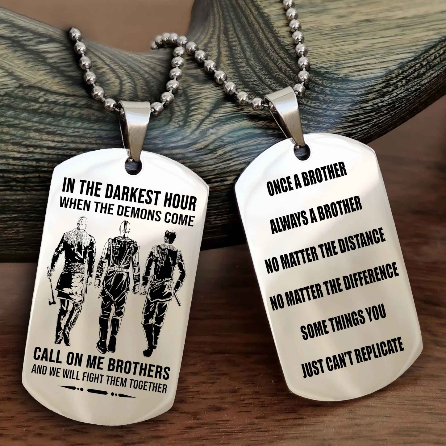 Viking Customizable engraved dog tag double sided gift from brother Once A Brother Always A Brother