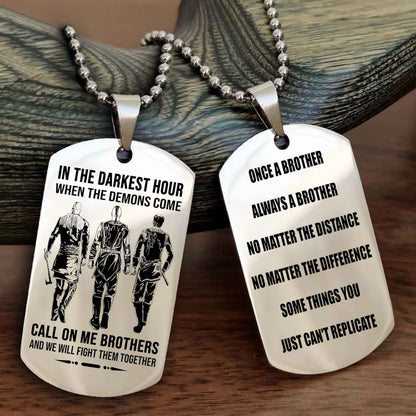 Viking Customizable engraved dog tag double sided gift from brother Once A Brother Always A Brother