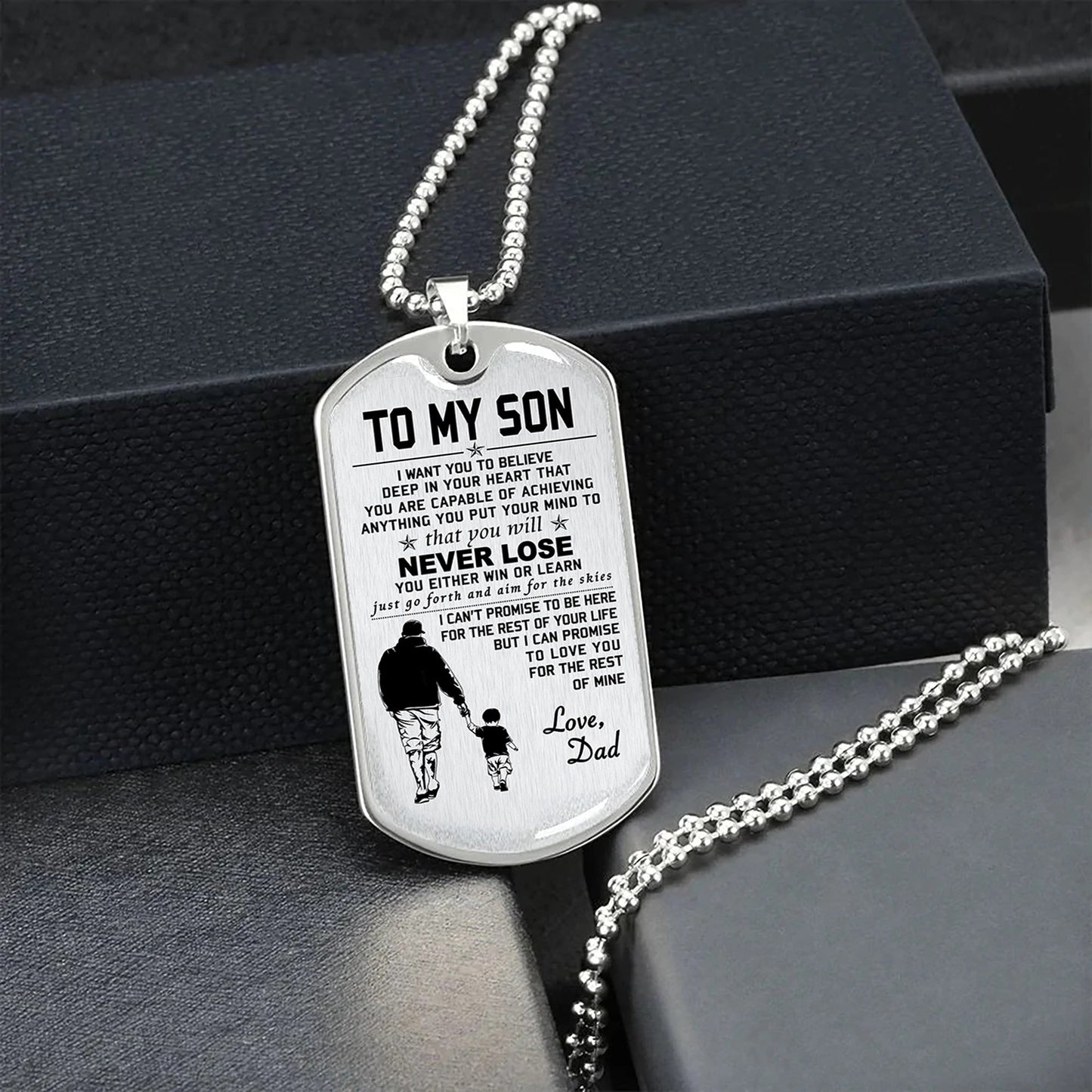 military chain dad to son dog tag you will never lose gift for son best gifts