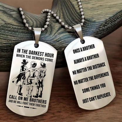 Viking Customizable engraved dog tag double sided gift from brother Once A Brother Always A Brother
